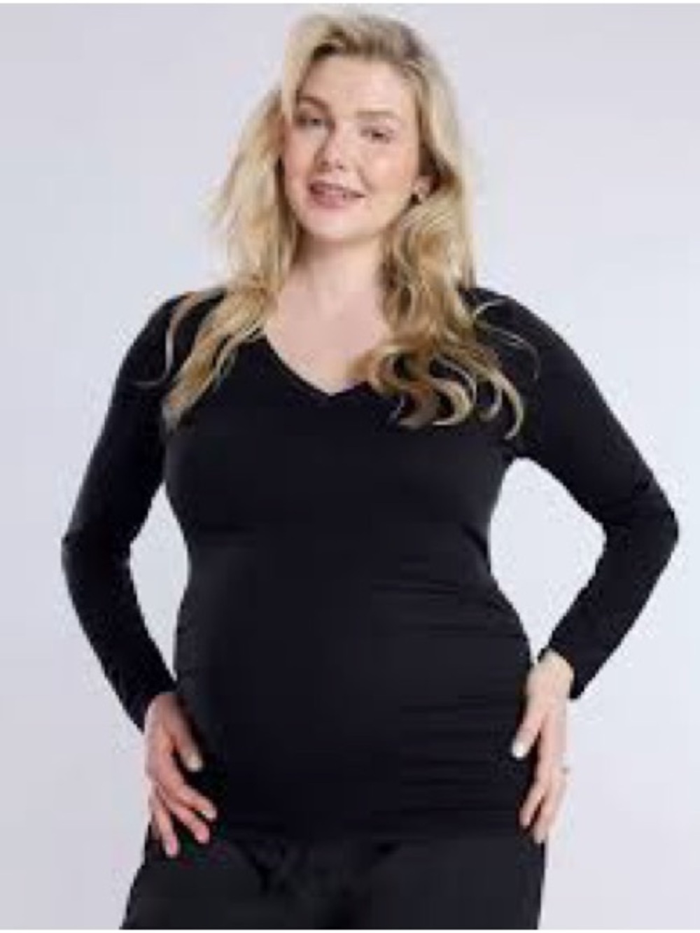 Motherhood Maternity Black Long Sleeve V-Neck Maternity Top